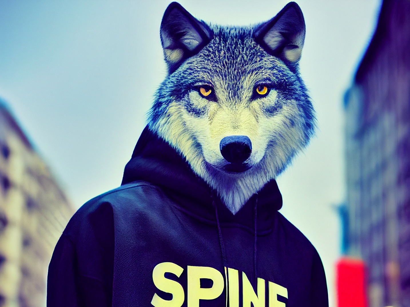 OG wolf cropped with hoodie